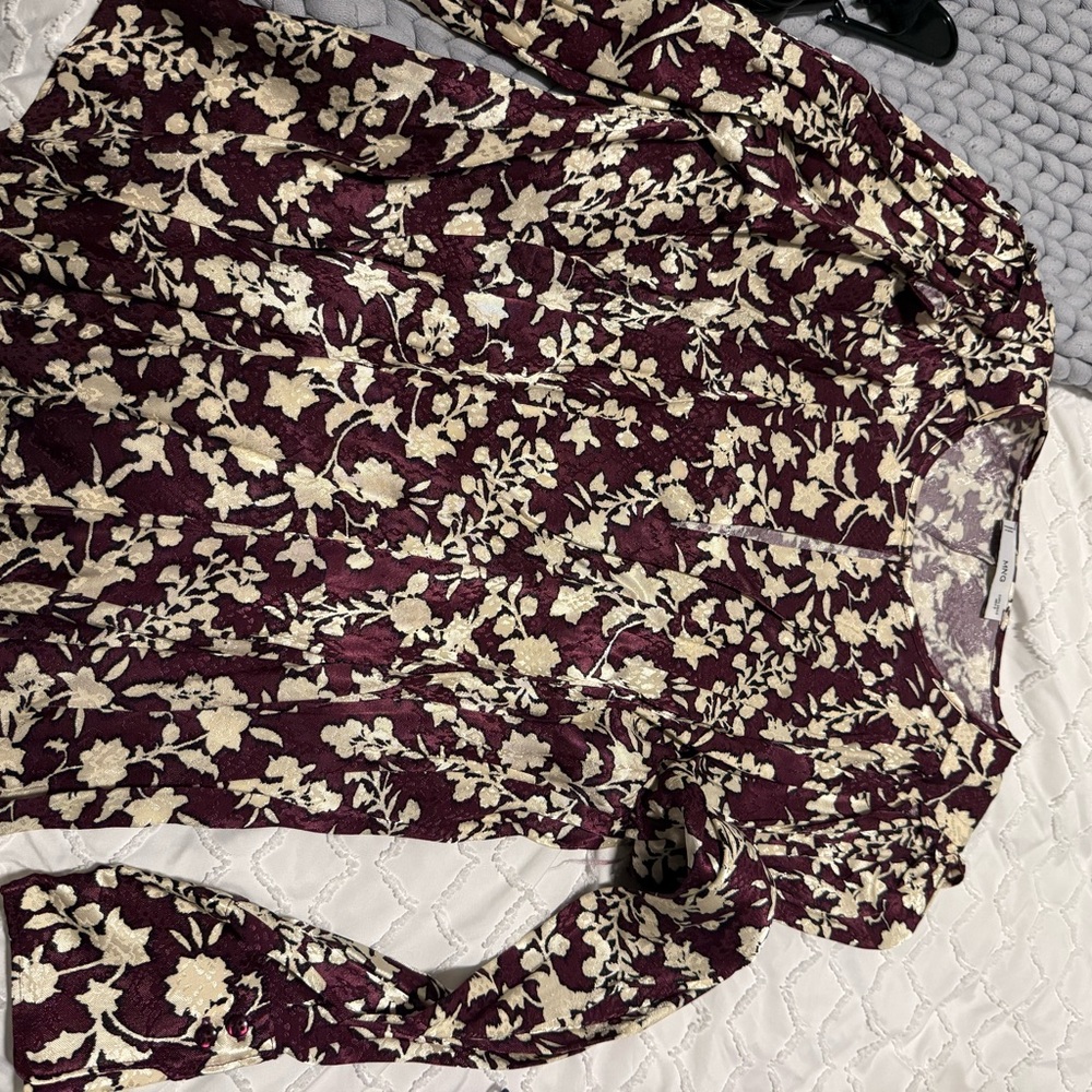 Mango Burgundy Floral Blouse